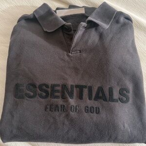essentials fear of god - charcoal knit polo sweater long sleeve